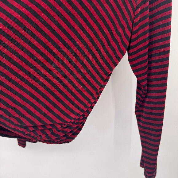 Chicos 3 Travelers Red Black Striped Zip-Up Long Sleeve jacket Top Size XL knit - Picture 13 of 13